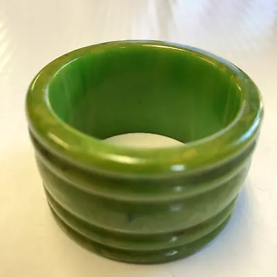 Vintage Bakelite / Catalin Green / Yellow Swirl Napkin Ring F6-75 • $40