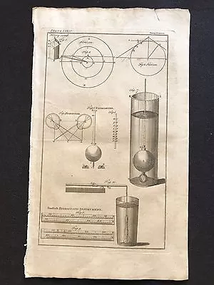 Antique Book Print/Plate 1772 HORIZON SCIENTIFIC INSTRUMENTS 1700s STEAMPUNK • $18.61