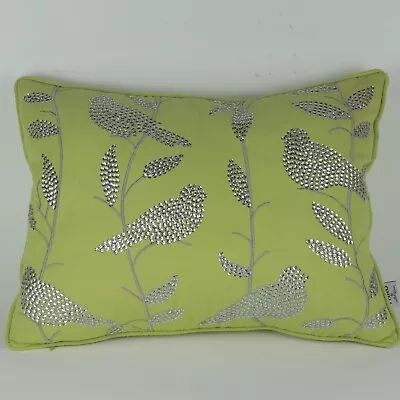 Thro By Marlo Lorenz Feather 17  Accent Throw Pillow - Green With Sequined Birds • $16.50