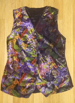 Original 70's/80's Velvet Multi-colour Waistcoat - Vintage 10 • £14.99