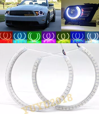 RGB LED Halo Rings For Ford Mustang 2010-12 Halogen Headlight Angel Eye Lamp DRL • $35.91