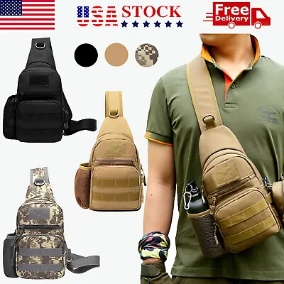 Men Outdoor Tactical Backpack Shoulder Sling Bag Chest Pack Sport Travel Hiking • $10.99