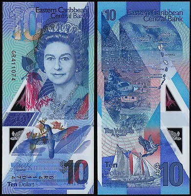 East Caribbean States 10 Dollars (p57) N. D. (2019) Qeii Polymer Unc • £7.80