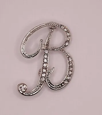 £4.80 • Buy Diamante Silver Initial Letter B Fashion Brooch Pin Brand New FREE P&P