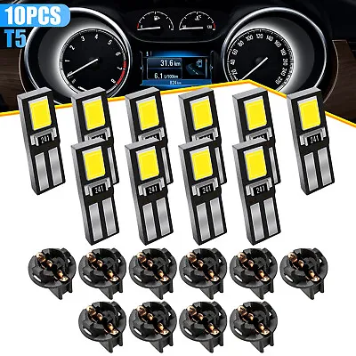 10x White T5 74 LED Instrument  Gauge Cluster Dash Light Bulbs 73 W/Twist Socket • $8.98