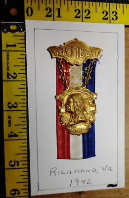 $30 • Buy Great Sun Council Improved Order Of Red Men Richmond Va 1942 Badge Ribbon {02}