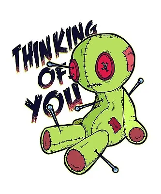 3” Voodoo Doll Sticker Thinking Of You Green Teddy Bear Pins And Needles Love • $3.99