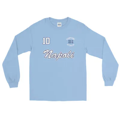 New Napoli Scudetto Mens Size Calcio Maradona Tribute L/S T-Shirt • $29