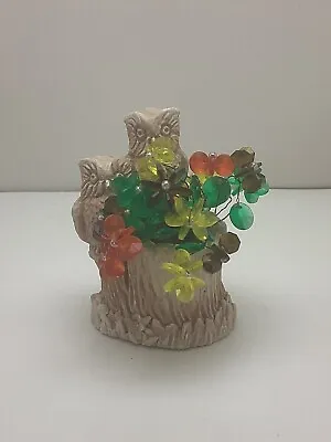 Vintage Mini Owl Planter With Bead Flowers • $8.50