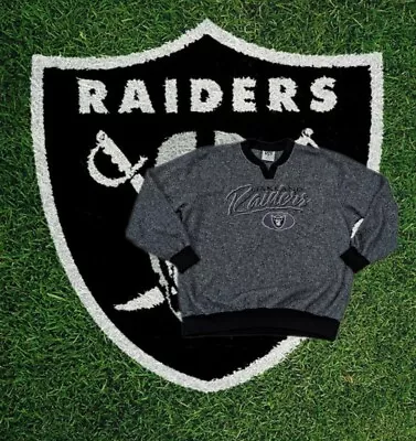 Vintage Oakland Raiders Black Sweatshirt Sweater Lee Sport NFL Size L • $34