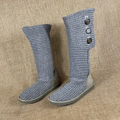 Ugg Boot Knitted Sweater Gray Cardy Size 8 • $38.99