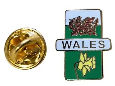 Wales Welsh Dragon Daffodil Vertical Lapel Pin Badge FREE UK P&P • £3.99