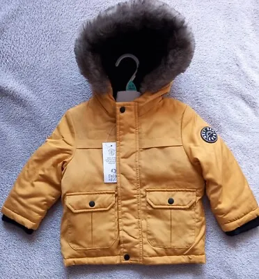 Boys Jackets Keeping Cozy With Fleece Inside Yellow Size 9-12 Months New! • £15