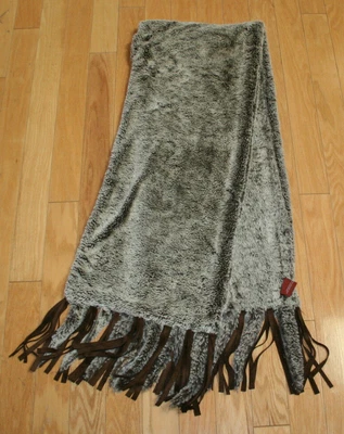 $14.97 • Buy V By Eva Faux Fur Scarf Wrap Throw W/ Fringe Missy RN# 77025 Beige/Brown 68 X13 