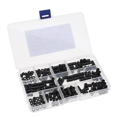 Round Spacer Standoff Column Assortment Kit Black M3 M4 Nylon Plastic 200Pcs Set • £5.99