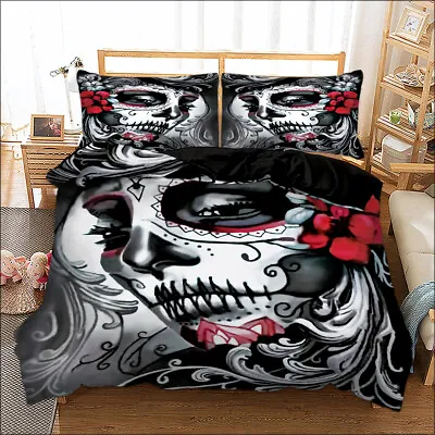 £18.39 • Buy Luxury Skull Gothic Duvet Quilt Cover Set Single Double King Size Bed Pillowcase