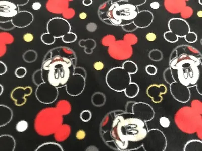 2016 Mickey Head Fleece Fabric 56 X 56 Black Background Disney CP48911 • $18.95