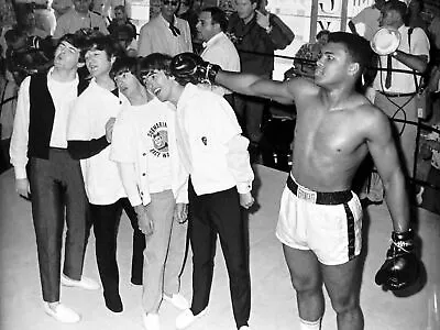Muhammad Ali The Beatles Black And White 8x10 Picture Celebrity Print • $4