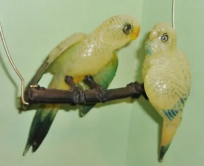 Vintage Pair Hanging Green Parakeets - Hollow Plastic - Hong Kong - 8  X 4  Bird • $44.99