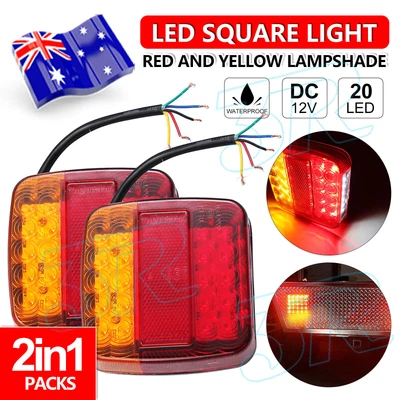 $16.45 • Buy 2x Square Led Stop Indicator Trailer Tail Lights Truck Caravan Lamp Number Light