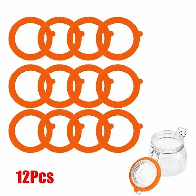 12 Pack Silicone Gasket Airtight Rubber Seals Rings For Mason Jar Lids Orange • $9.19