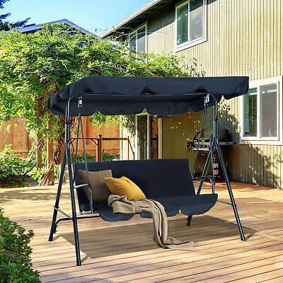 Porch Swing Hammock Bench Lounge Chair Steel 3-seat Padded Outdoor W/ Canopy • $99.99