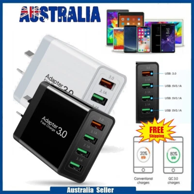 $12.55 • Buy 33W 4-Port USB Fast Quick Wall Charging AU Adapter AC For IPhone Samsung Charger