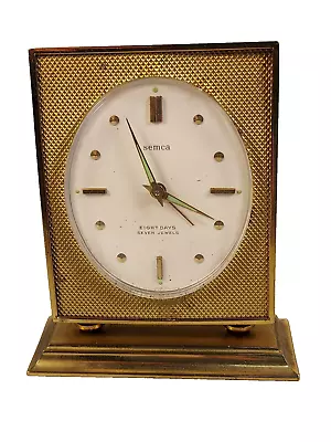 Vintage Semca Seven Jewels Eight Days Desk Travel Alarm Clock Works Well • $49.88