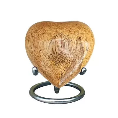 Beautiful Small Wooden Polished Heart Keepsake Urn For Ashes UK  • £29.99