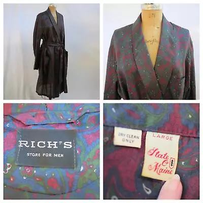Vtg 50s RICH'S STATE O MAINE Paisley Dressing Gown Mens Robe Smoking Jacket EUC • $89.95