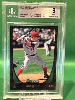 Mike Trout 2011 Bowman Draft RC Rookie Card #101 BGS 9 Mint Angels • $230