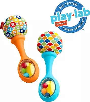 Fisher-Price Newborn Toys Rattle 'n Rock Maracas Set Of 2 Soft Rattles - B18 • $7.19