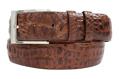 Genuine Caiman Hornback Cigar Brown Crocodile Leather Belt (Made In U.S.A) • $150