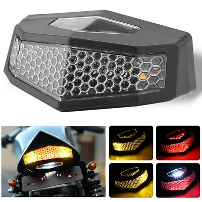 Motorcycle LED Turn Signals Tail Brake Stop Light License Plate Lamp Universal W • $11.99