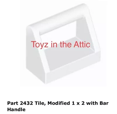 Lego 1x 2432 White Tile Modified 1 X 2 With Bar Handle 6828 Futuron • $5.11