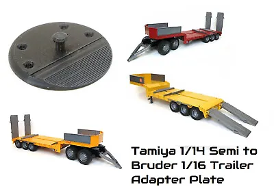 Tamiya 1/14 Scale Semi Truck Hitch Adapter Plate For 1/16 Scale Bruder Trailer • £9.50