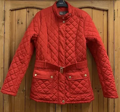£19 • Buy Laura Ashley * 12 * Red Quilted Coat Parka Jacket * With Belt * Gold Buckle