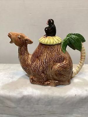 Dept 56 Monkey Riding Camel Vintage Safari Palm Tree Handle Teapot Rare Japan! • $35