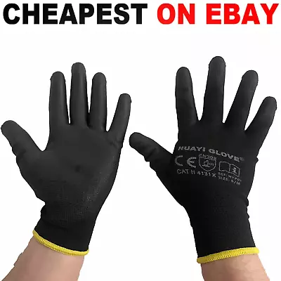 24 Pairs Pu Coated Safety Work Gloves Glove Garden Grip Mens Builders Gardening • £2.59
