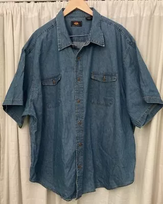 ROUTE 66 MENS DENIM SHIRT SZ 4X  BUTTON UP SHORT SLEEVE BIG & Tall VTG • $20