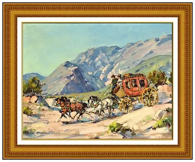 Marjorie Reed Original Oil On Board Painting Signed Western Stagecoach Framed • $6695