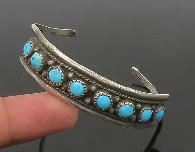 FA NAVAJO 925 Sterling Silver - Vintage Turquoise Oxidized Cuff Bracelet- BT8504 • $189.80