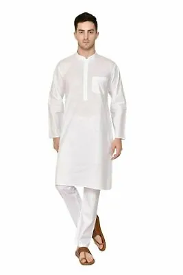 £16.36 • Buy Cotton Fabric Kurta Pajama For Men Yoga Indian Clothing Traditional White Color