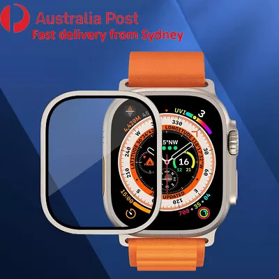 $7.99 • Buy Fr Apple Watch Ultra 49mm Screen Protector Case Metal Frame Bezel Tempered Glass