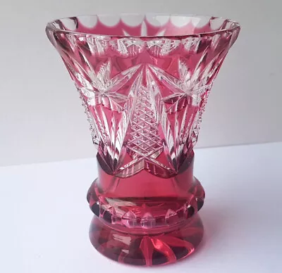 Crystal Glass Vase Flashed Glass Hand Cut Nachtmann Um 1950 • $153.20