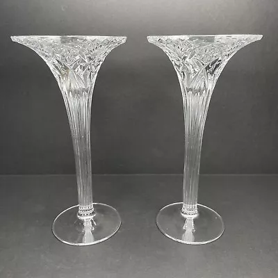 Vintage 1950s MONTREAL Crystal Glass Lot Of 2 Fluted Candlesticks Candle Holders • $29.99