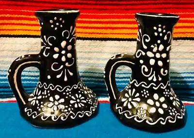 2 Beautiful Talavera Ceramic 4 1/2  Candle Holders Mexican Folk Art Candlesticks • $35.99