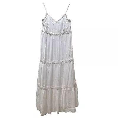 Joie White Tiered Maxi Sun Dress • Crochet Lace Trim • NWT • Boho Beach Wedding • $85.95