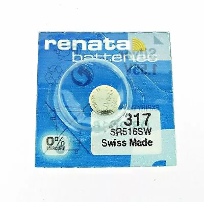 Renata 317 (SR 516 SW) Silver 1.55 V Watch Battery • £0.99