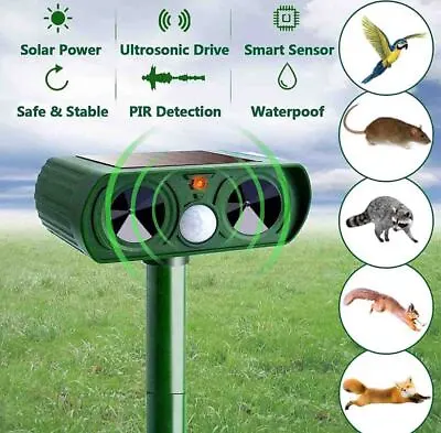 1/2 PK Animal Repeller Ultrasonic Solar Power Outdoor Pest Cat Mice Deer Sensor • $14.68